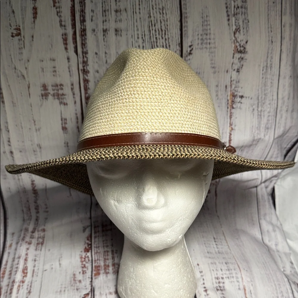 Sunday Afternoons Cream and Brown Wide Brimmed Fedora Hat Medium - Picture 10 of 16